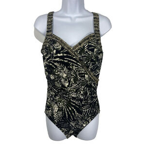 Miraclesuit Green Castaway Sanibel One-Piece Swimsuit Women's Size 14